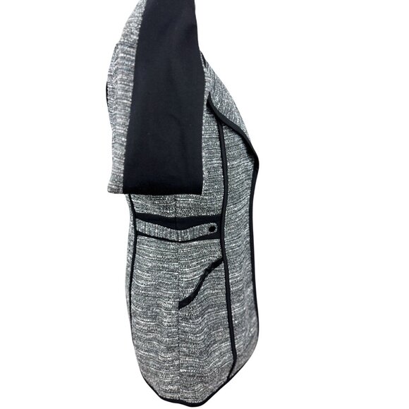 Laundry by Shelli Segal Black Gray Flare Coat Jacket Womens Size 6 Contrast Trim - Picture 5 of 16